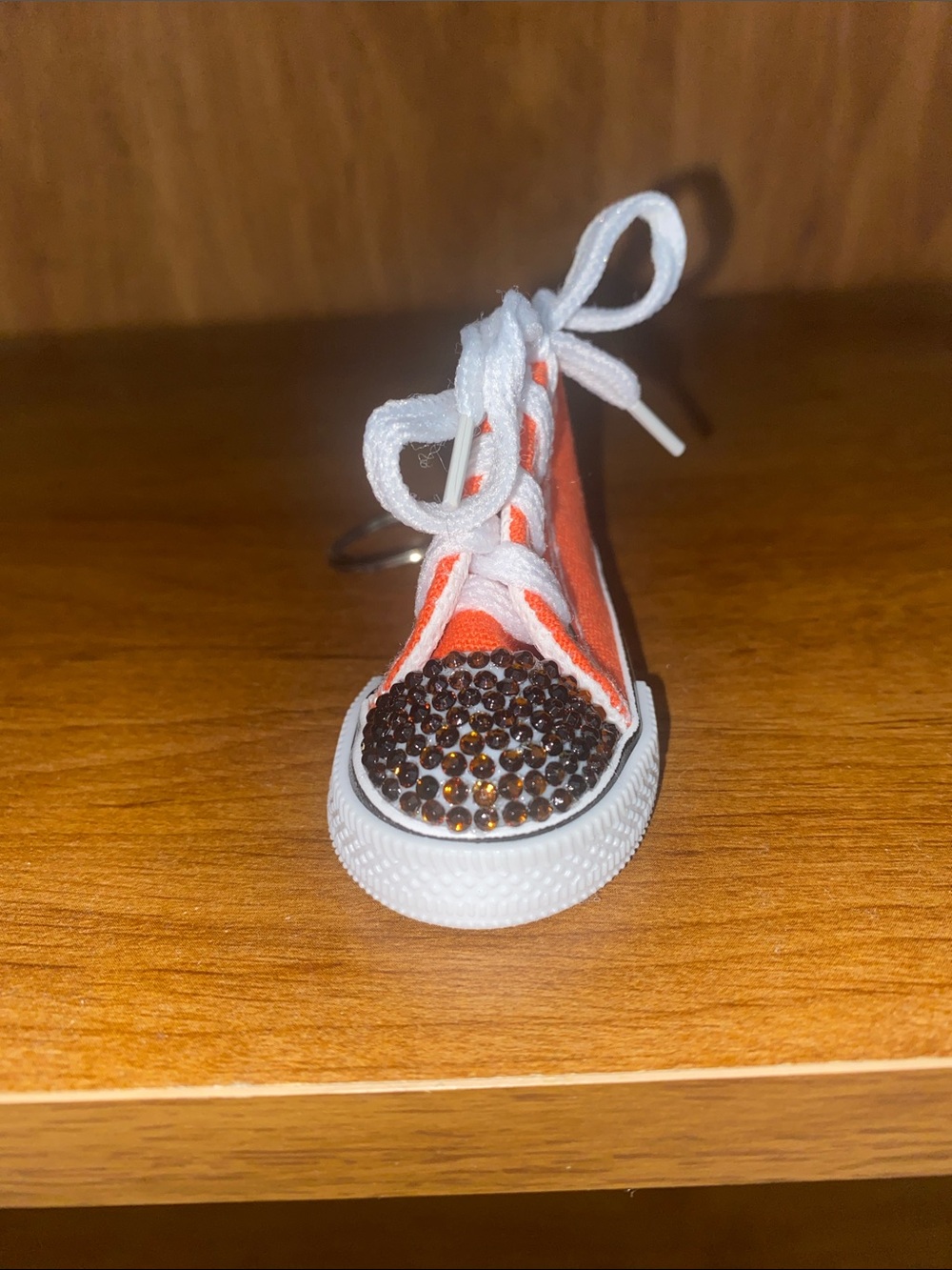 Hand Crafted Sneaker Keychain with Brown Gem Toe
